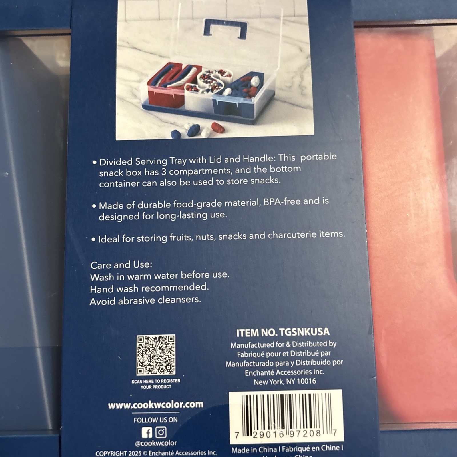 CWC Perfect on the Go Snack Box USA, Approx. 11″x7″x3″, 43.5oz Capacity, NWT