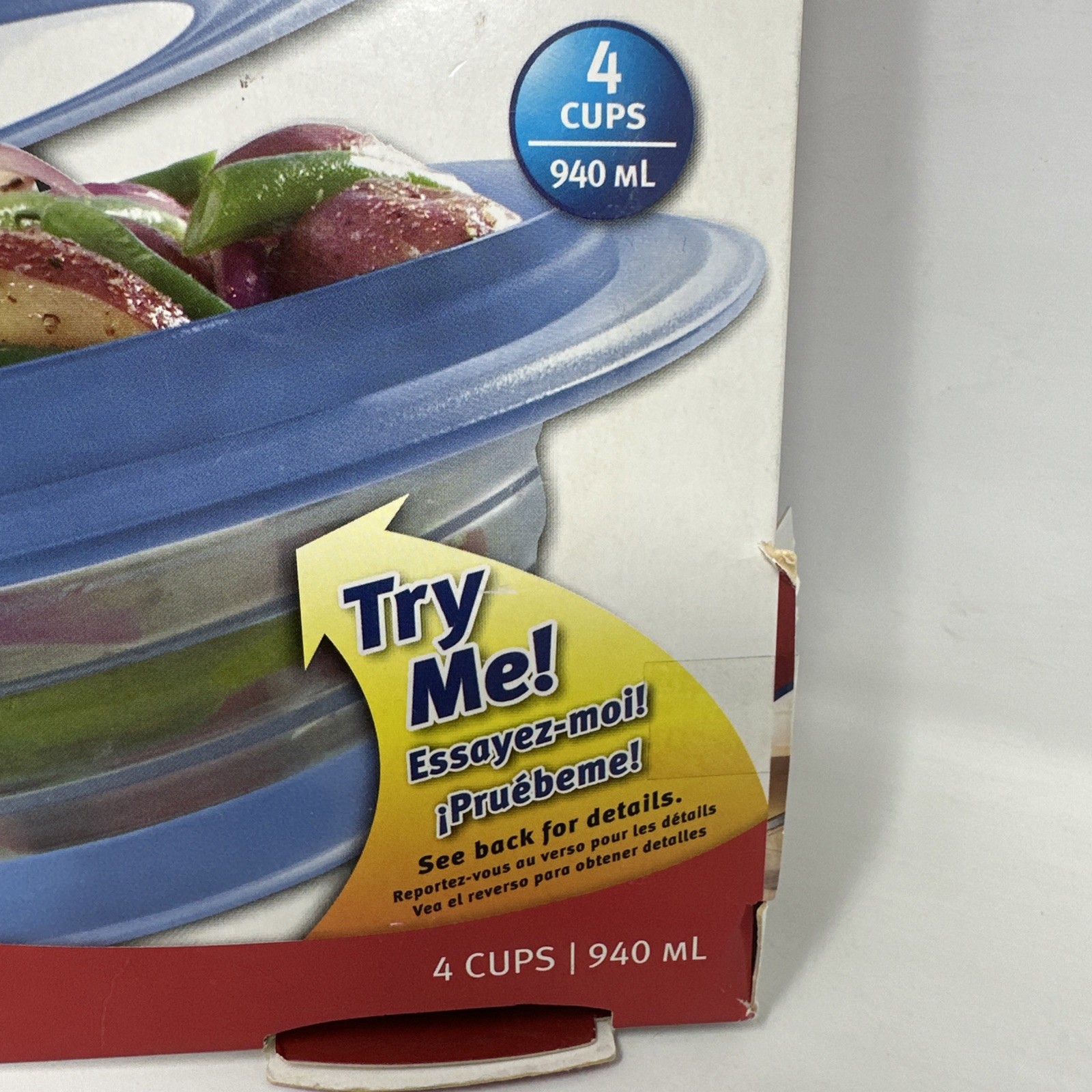 Rubbermaid COLLAPSIBLE 4 Cup Food Storage Container Blue Bowl Lid Vintage RARE