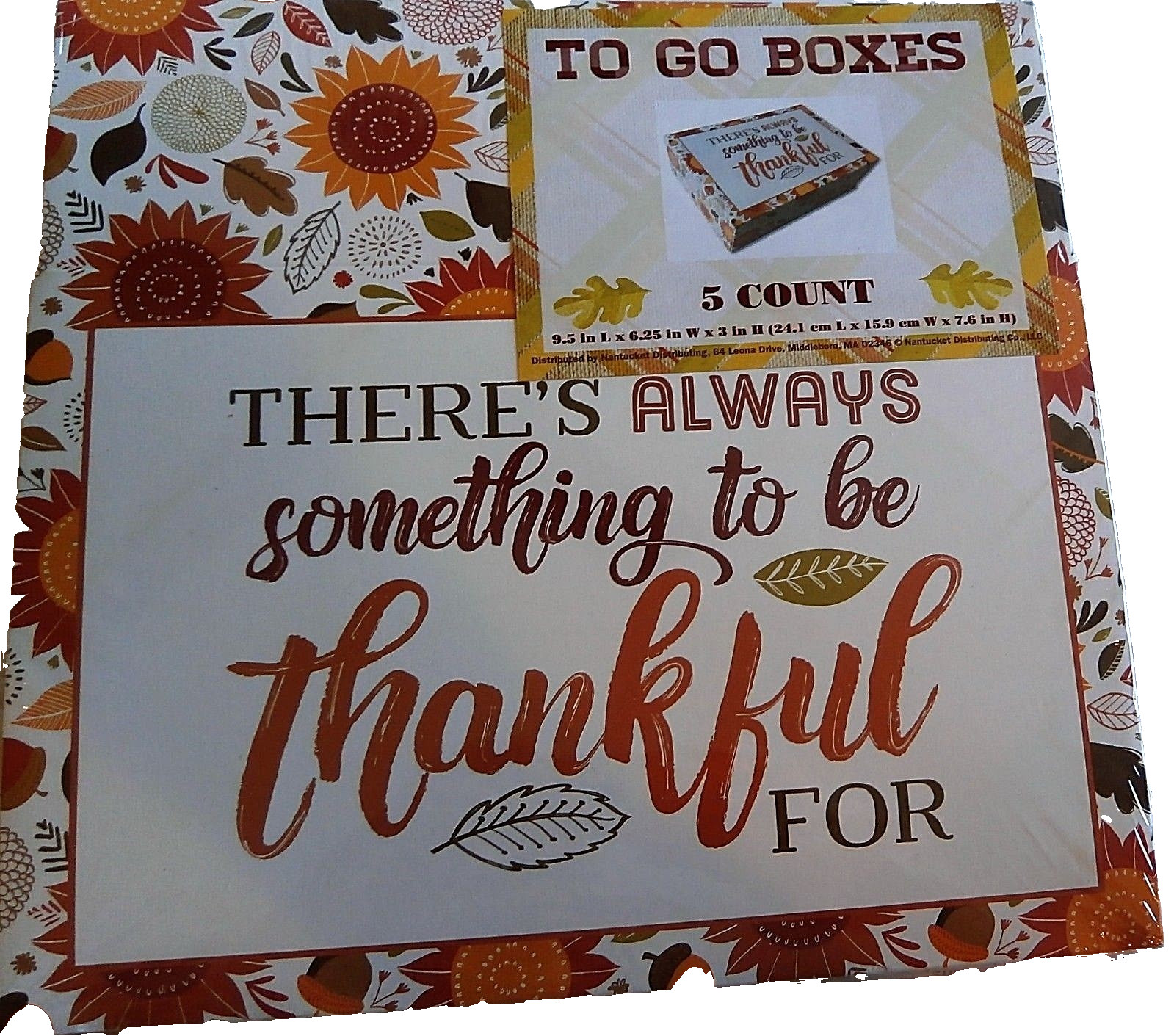 THANKSGIVING TO-GO-BOXES 5 Ct Leftover To Go Boxes 9.5″L x 6.25″W x 3″H