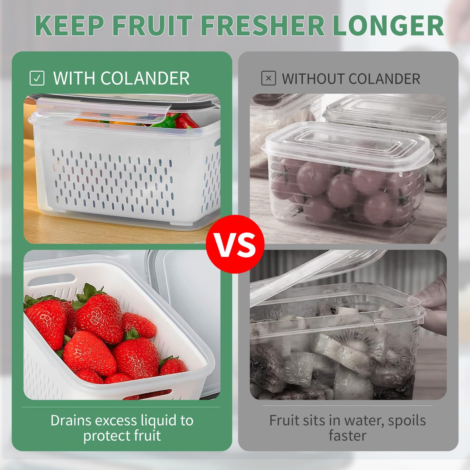 3 Pcs Fruit Containers for Fridge, Strawberry Storage Containers for Fridge, …