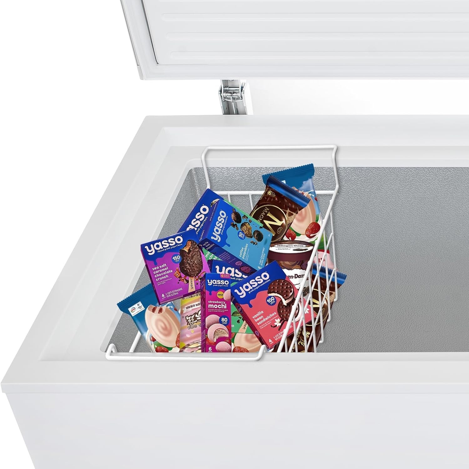 17.5″ Stackable Freezer Organizer Bins – 2 Metal Wire Baskets for Efficiency