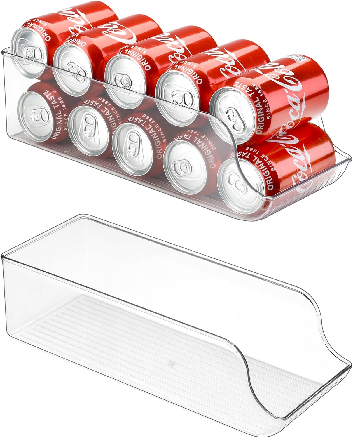 2 Pack 16.9 oz Water Bottle Dispenser Organizer Refrigerator Plastic Container