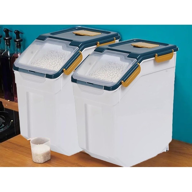 Airtight Food Storage Container W/ Wheels Rice Flour Pet Food Dry Goods New