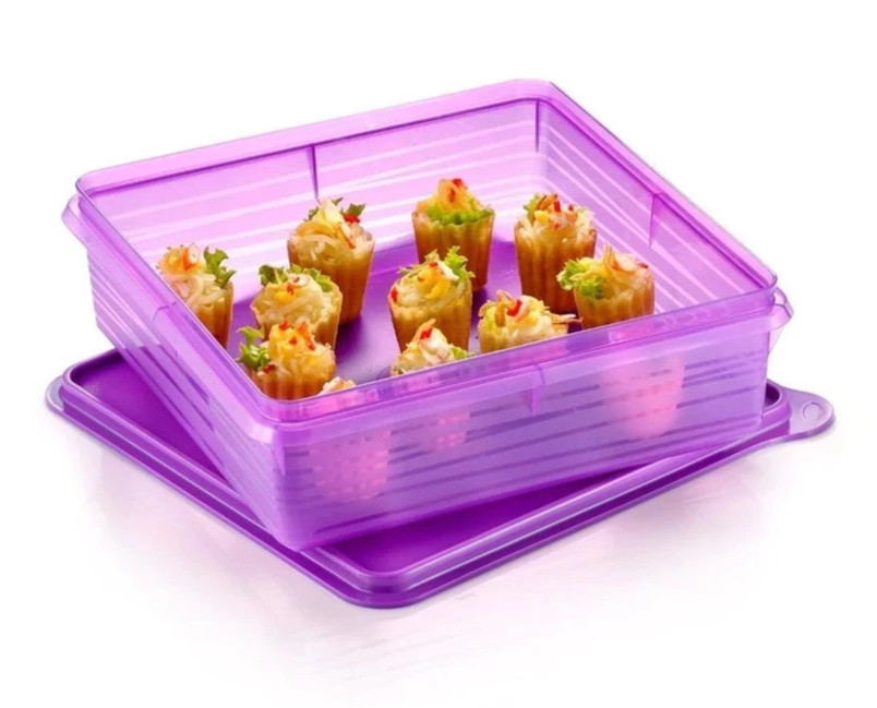 Tupperware B2B Purple Snack Stor Sandwich Sweet Square Keeper Saver Server 2.9L