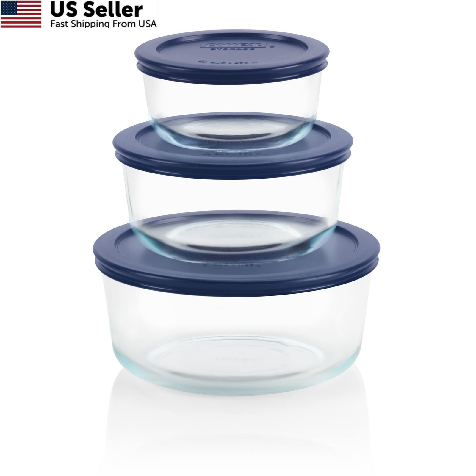 Pyrex Simply Store (3-Pack) Glass Food Storage Containers Set, (2, 4 &