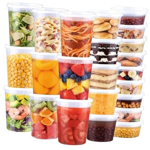 60 Sets Deli Containers with Lids, 32/16/8 oz X 20 Set Each, Combo – 60 Sets