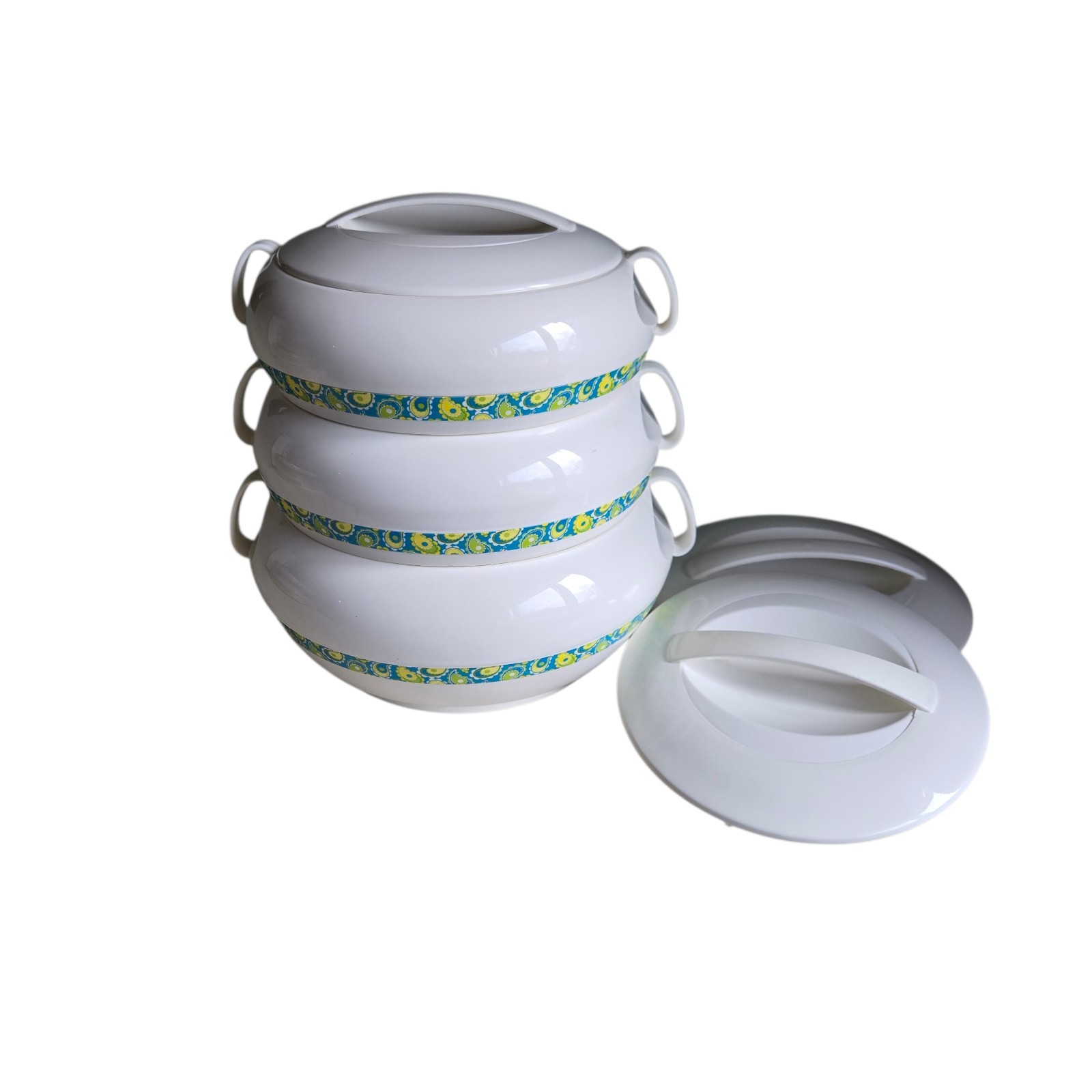 Insocore Insulated Food Storage Containers Nesting 3 Bowl Set W/ Lids & Dividers
