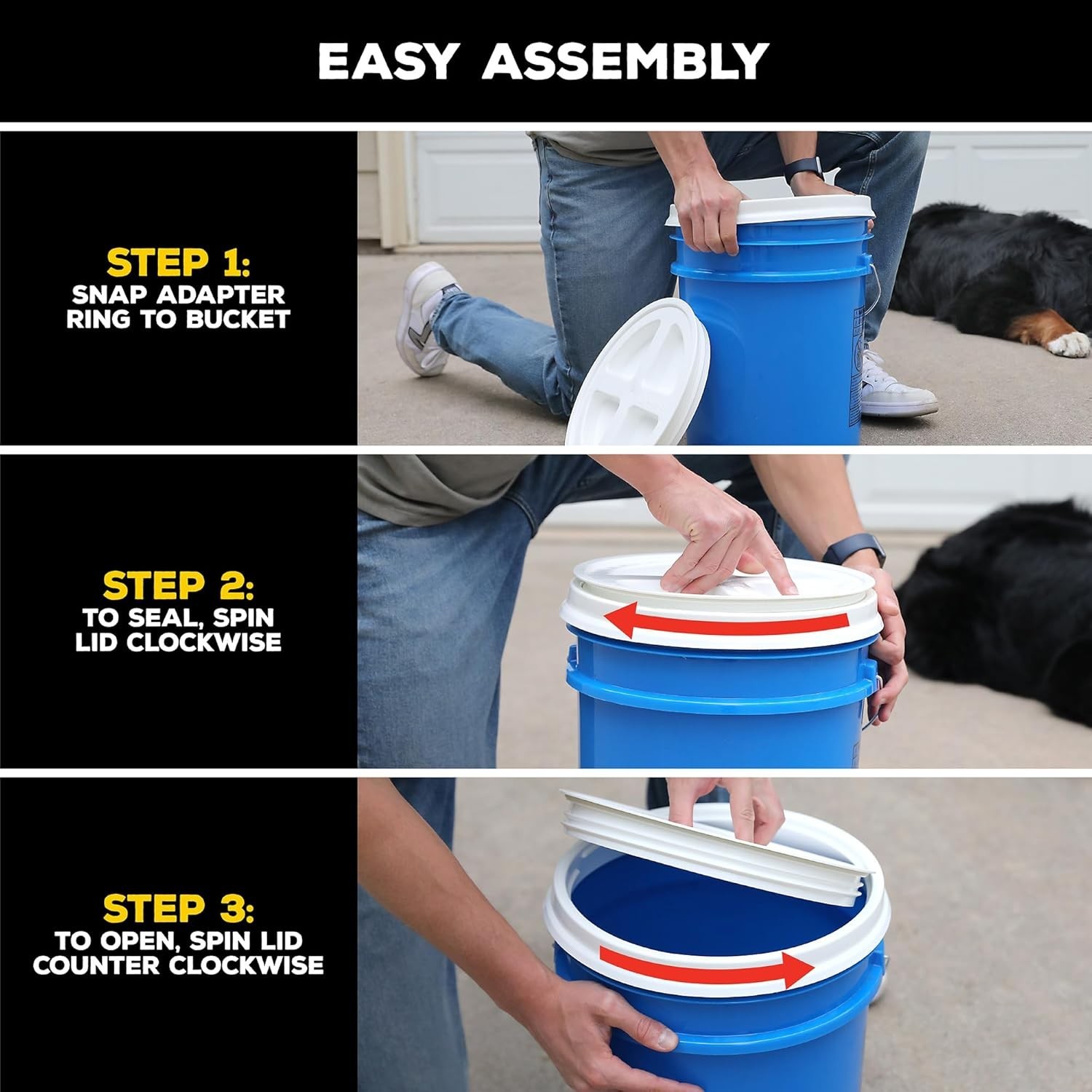 Gamma Seal Lid 3pk Combo Utility Buckets Fits 3.5 5 6 & 7 gallon buckets Red