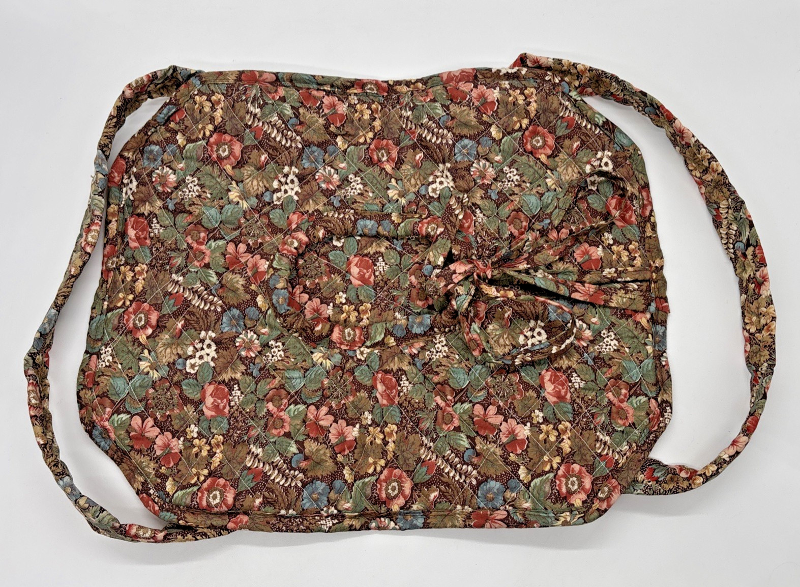 Vintage Handmade Casserole Carrier with 2 Handles Thick, All Cloth BROWN FLORAL