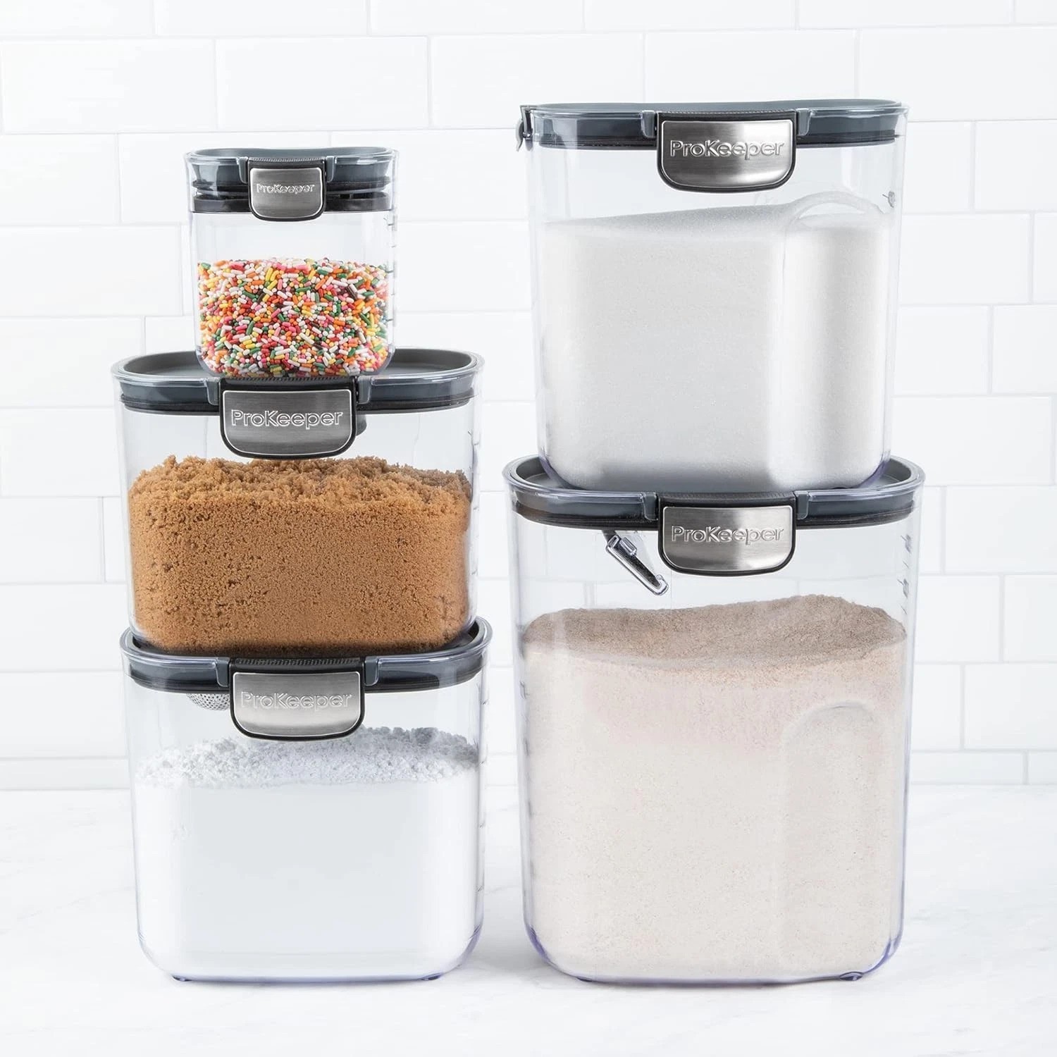 Transparent 9-Piece Kitchen Canister Set with Magnetic Accessories for Baking