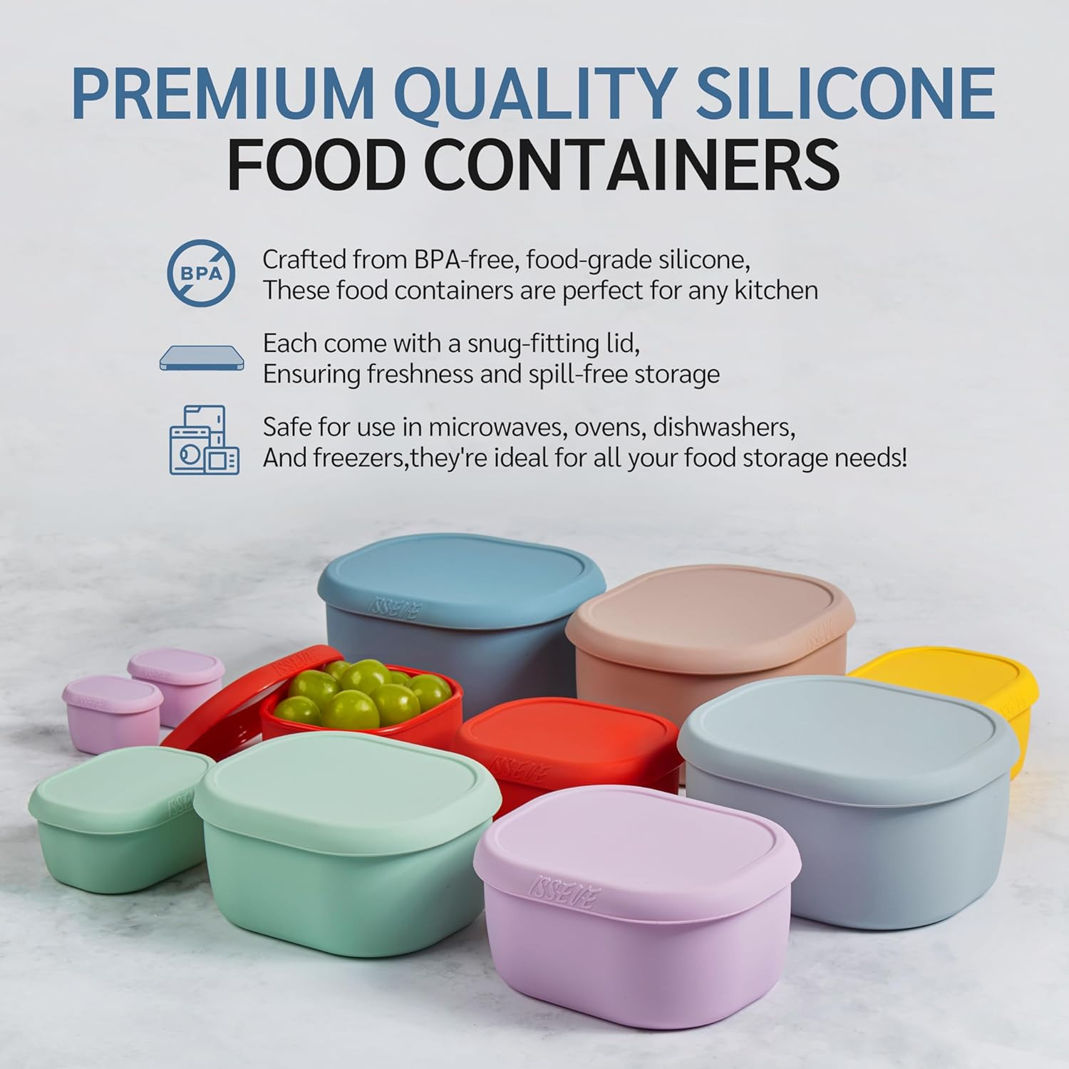 12Pcs/Set Nesting Silicone Food Storage Containers with Lids, BPA Free Reusable
