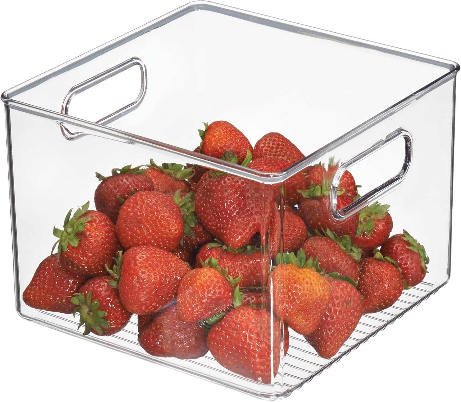 Pantry Storage Bin with Handles for Kitchen Cabinets or Fridge – Clear –