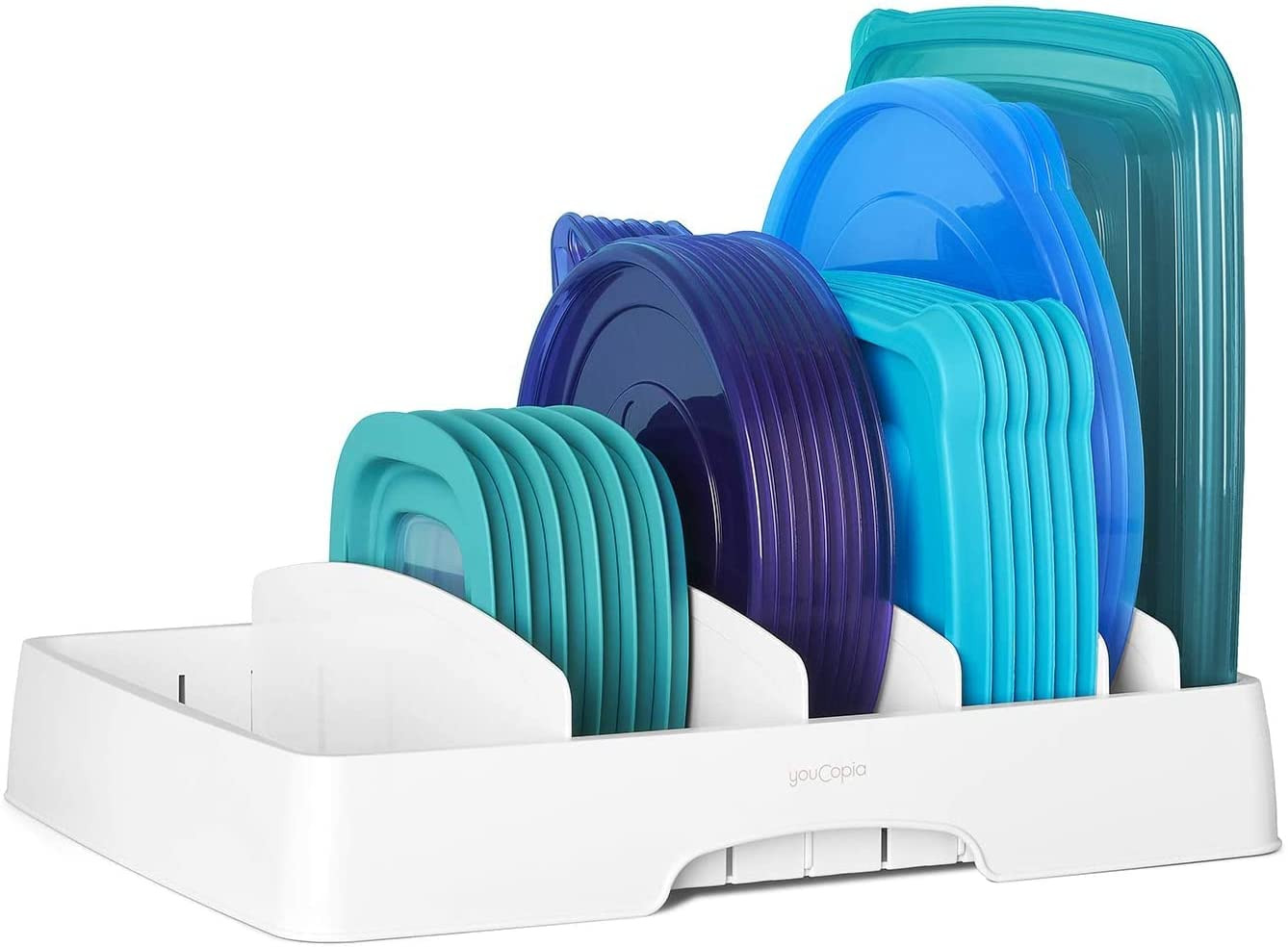YouCopia StoraLid Food Container Lid Organizer Adjustable Kitchen Cabinet Storag