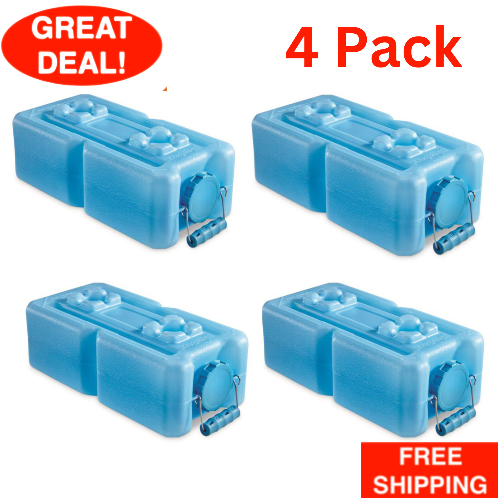 Portable Water Storage Container 3.5 Gallon BPA Free Stackable Durable 4 Pack