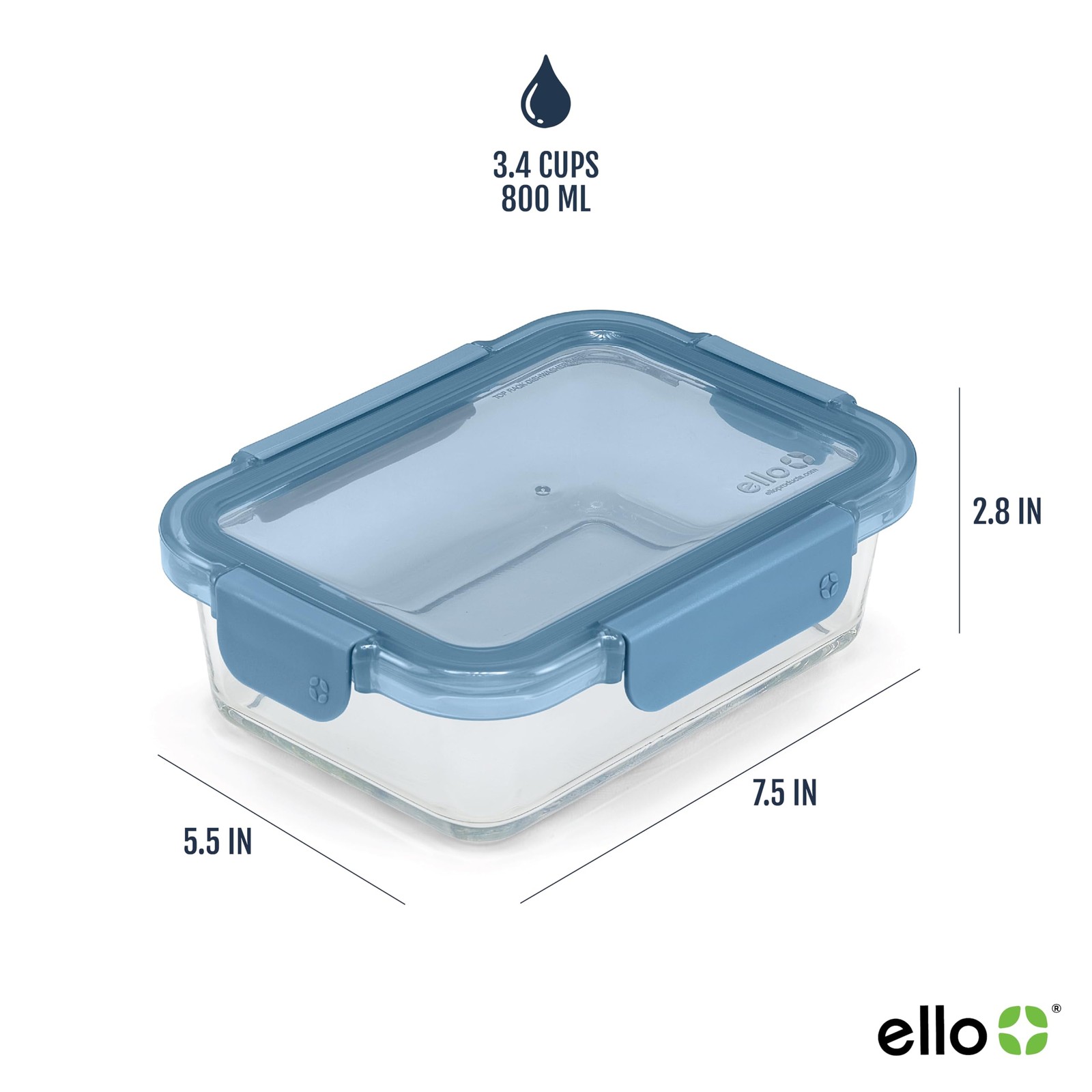 Ello Color Lock 3.4 Cup 10PC, 5 Pack Glass 5 x cups, Meal Prep: Festival
