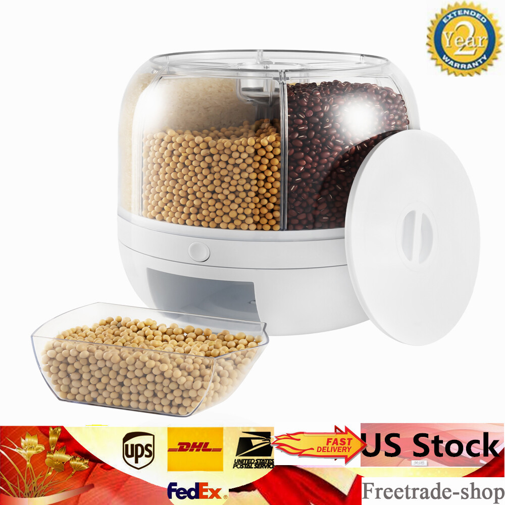 360° Rotating Grain Case Cereal Dispenser Storage Box Kitchen Rice Container New