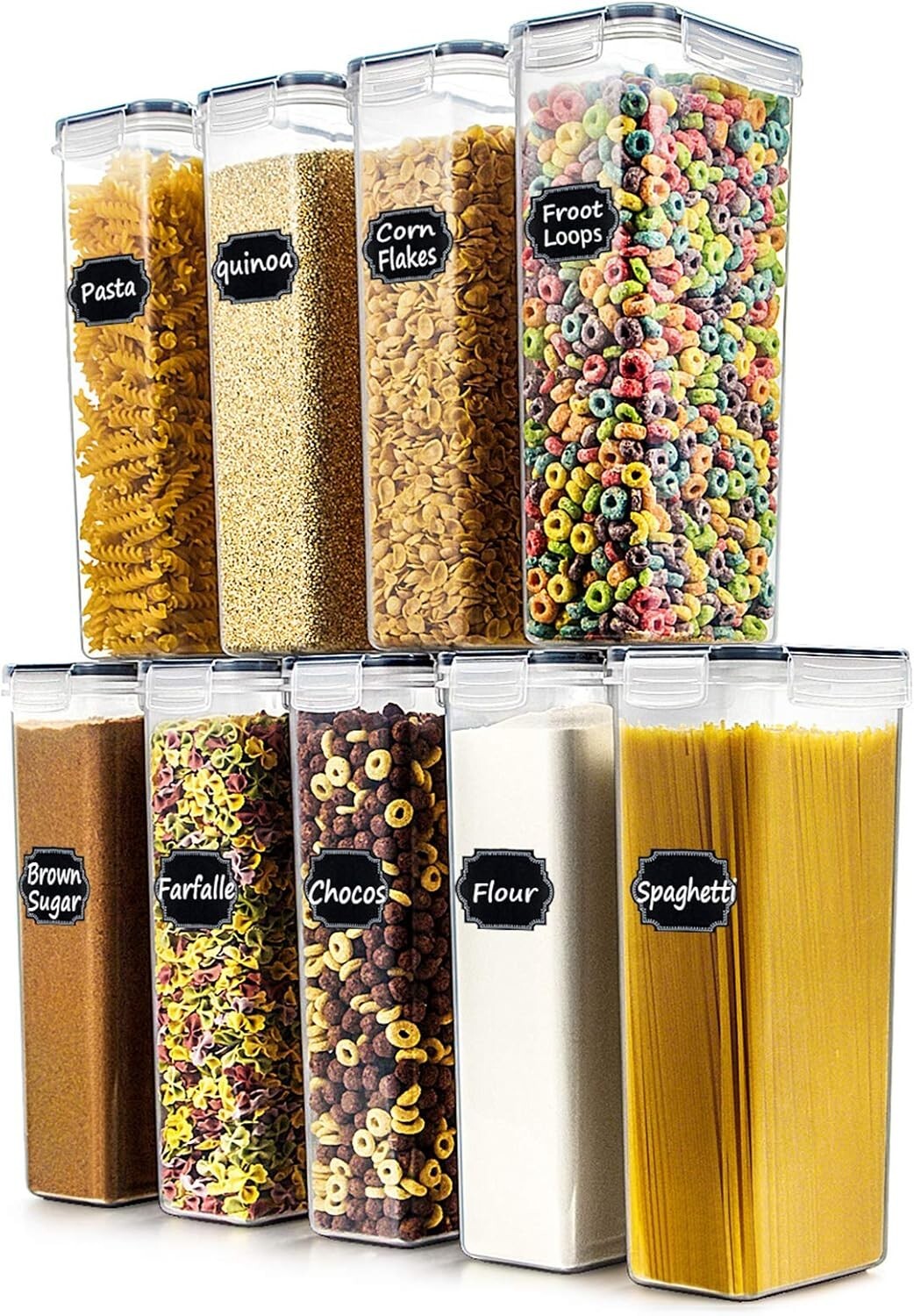 9Pcs Airtight Food Storage Container 2.8L for Sugar, Flour, Snack, Baking Supply
