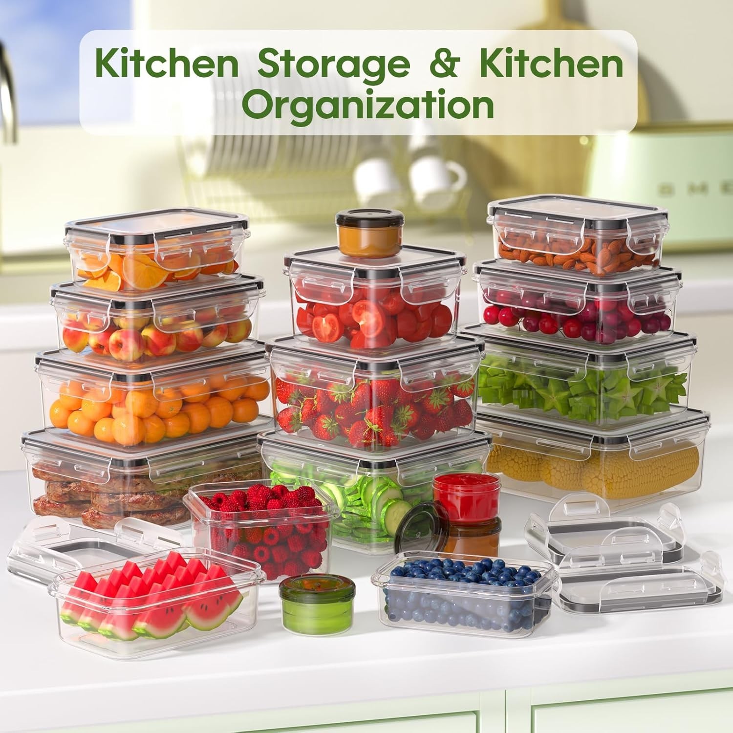 36-Piece Food Storage Containers W/ Lids(18 Container & 18 Lid Plastic Food