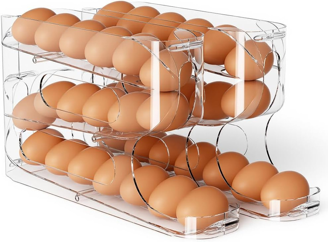 Clear FIFO Egg Holder for Fridge, Egg Dispenser for Eggs 36 Count | 2-Pack Autom