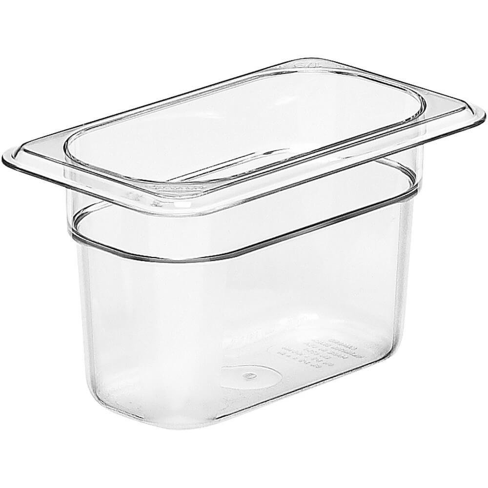 Cambro Camwear Food Pan Plastic 1/9 Size 4 Deep Polycarbonate Clear Nsf 6