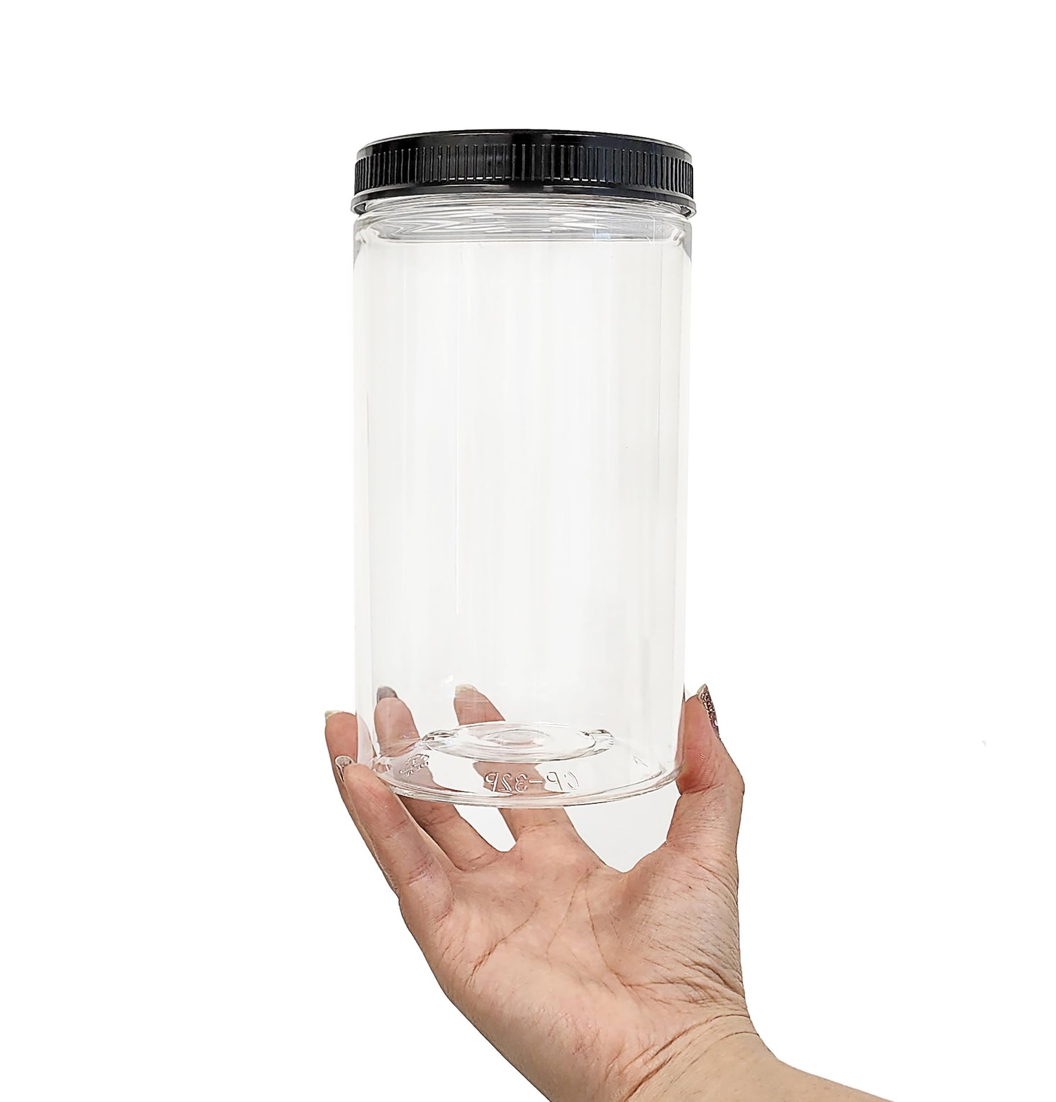 ljdeals 32 oz Clear Plastic Jars with Lids, Storage Containers, 32 oz,