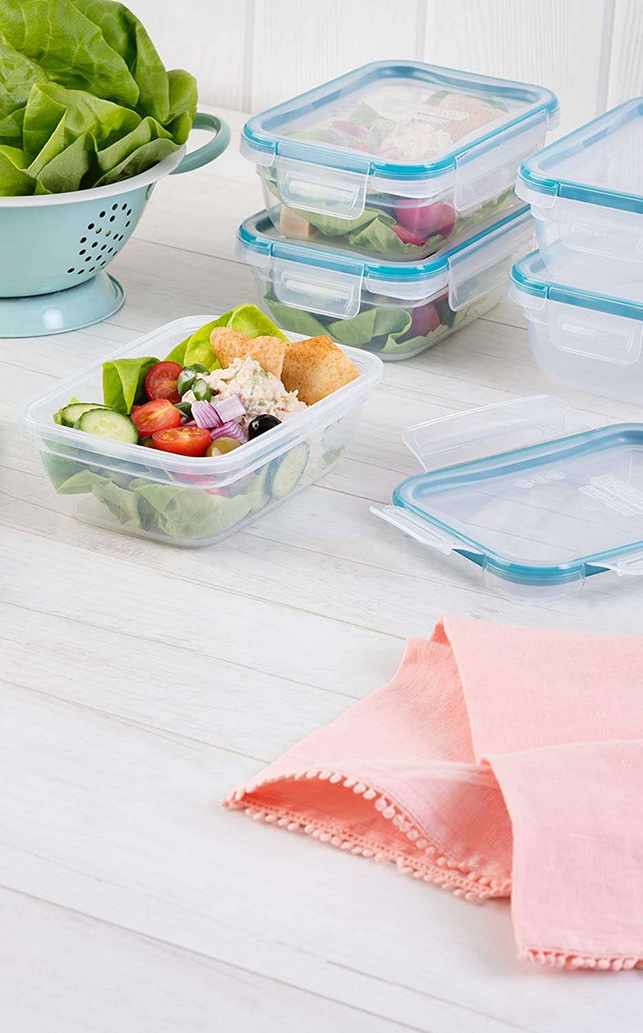 Plastic Total Solution 5-Pack (3-Cup) Food Storage Containers Set, Leakproof & A