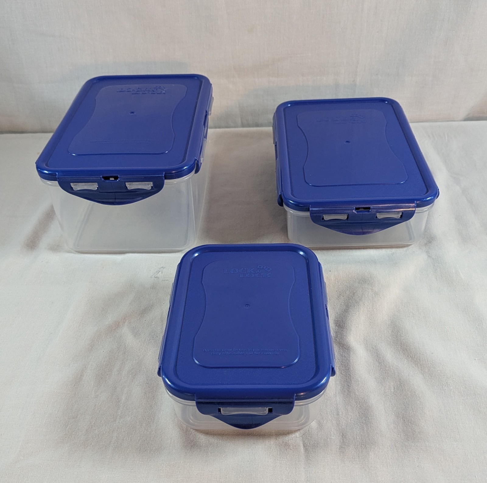 Lock & Lock LOT OF 3 Food Storage Containers 12 oz to 47 oz with Lids Rectangle