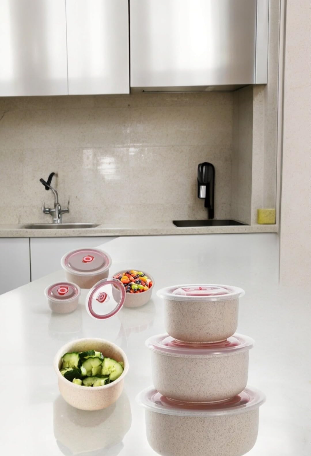 Wheat Straw Crisper Box with Lid Dry Food Vegetables and Fruits Sealed Storag…