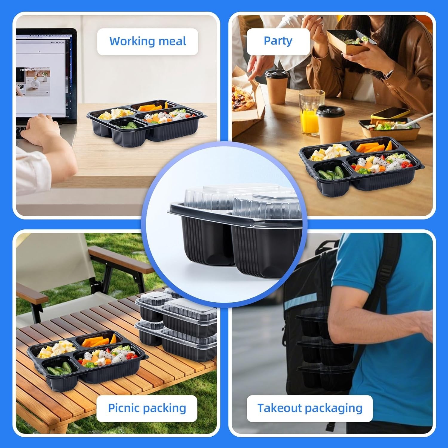 Meal Prep Container with Lid 40 Pack 34 oz – Shrink Wrap No Pre-Wash | Reusab…