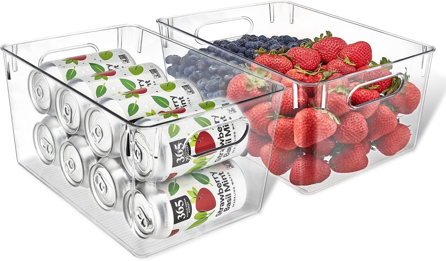 Multi-purpose Refrigerator Bins 2 pieces Large Capacity Stackable Fridge Bin