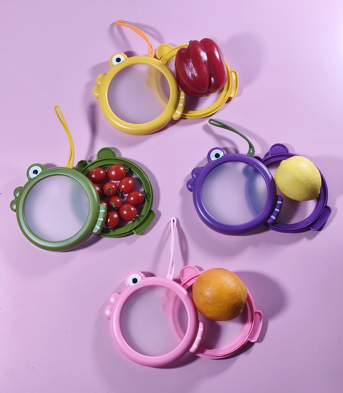 Kirynd Onion storage and Avocado 5.7 x 4.9 inches, green,pink,purple,yellow