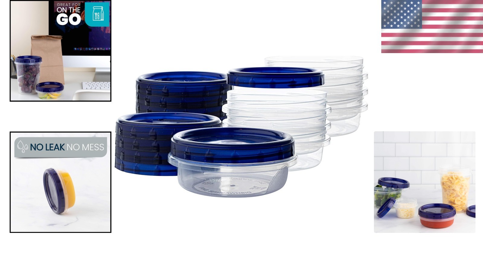 Twist Top Deli Containers – Clear Bottom, Blue Lids