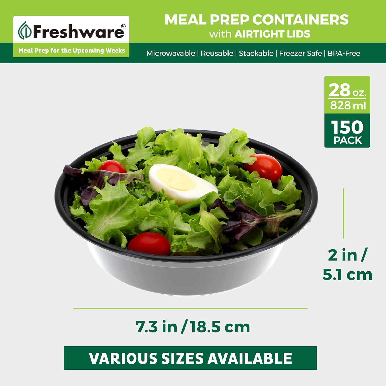 Meal Prep Containers with Lids [150 Pack] Food Storage Containers, Bento Box, Bp