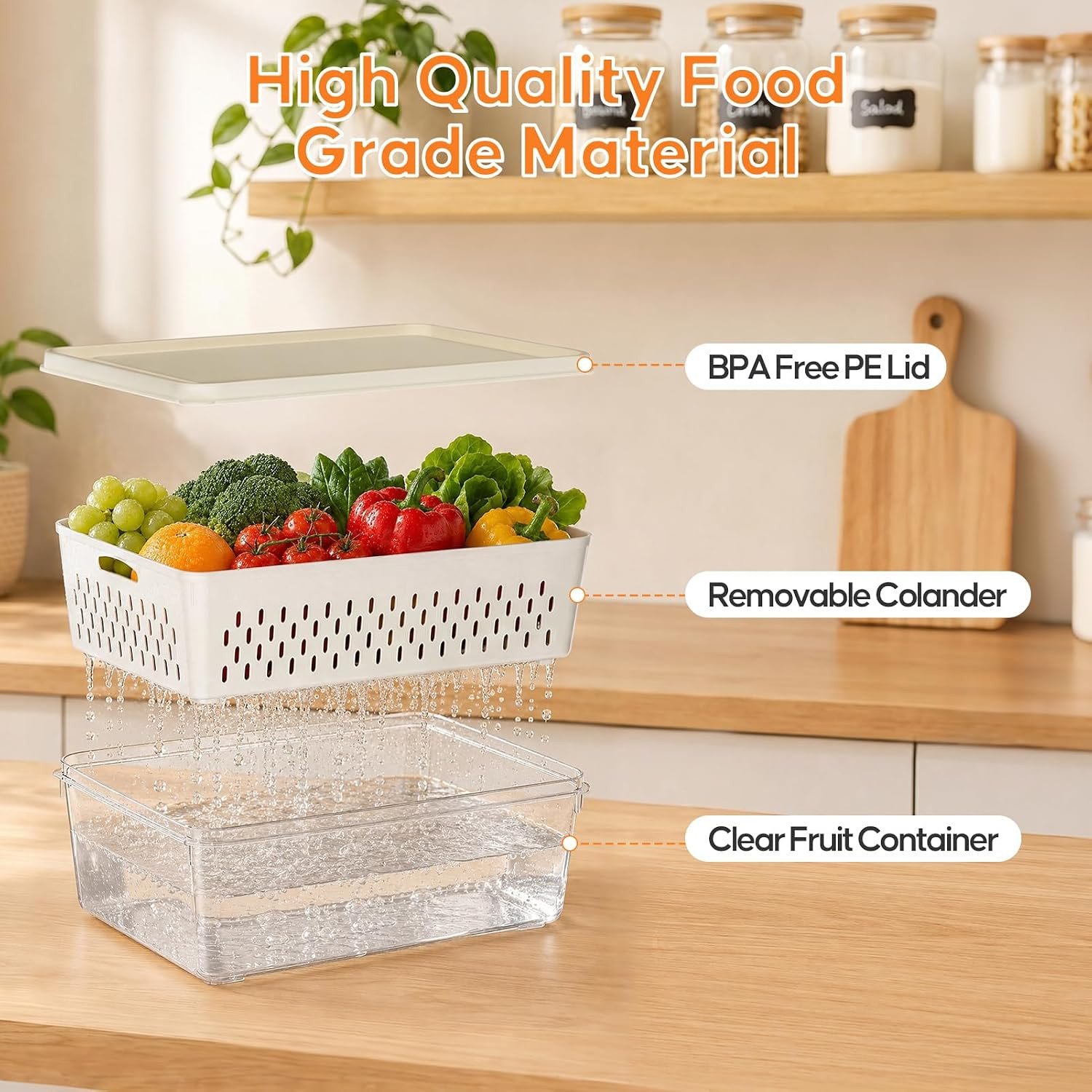 JSCARES Fruit Storage Containers for Fridge with Soft Lid – 4 Pack Food Storage
