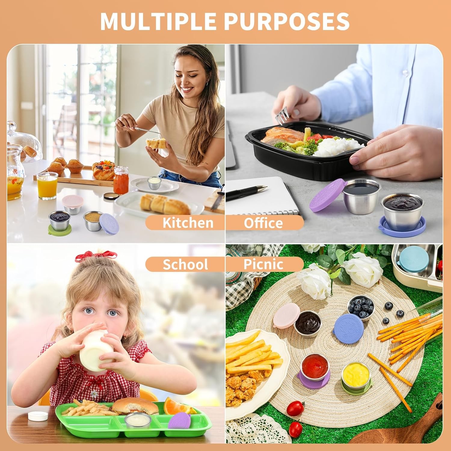 8 Pack – 2.4 Oz Small Salad Dressing Containers To Go, Leakproof Condiment