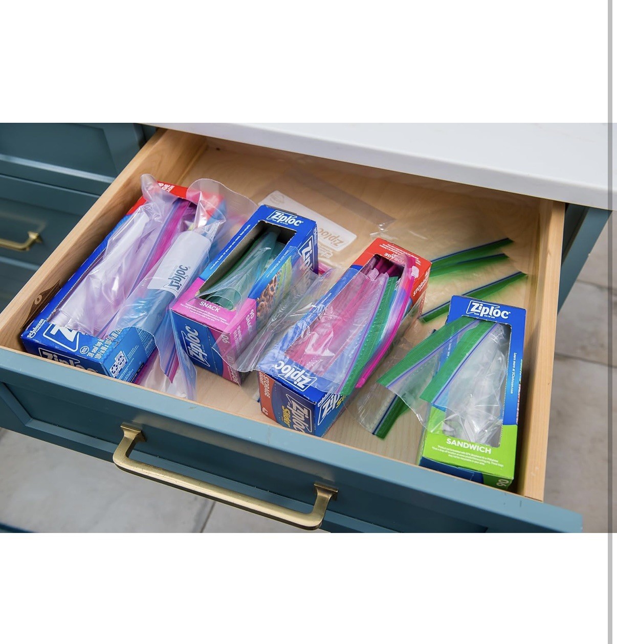 Better Homes Bamboo resealable bag organizer for drawer, storage bag organizer