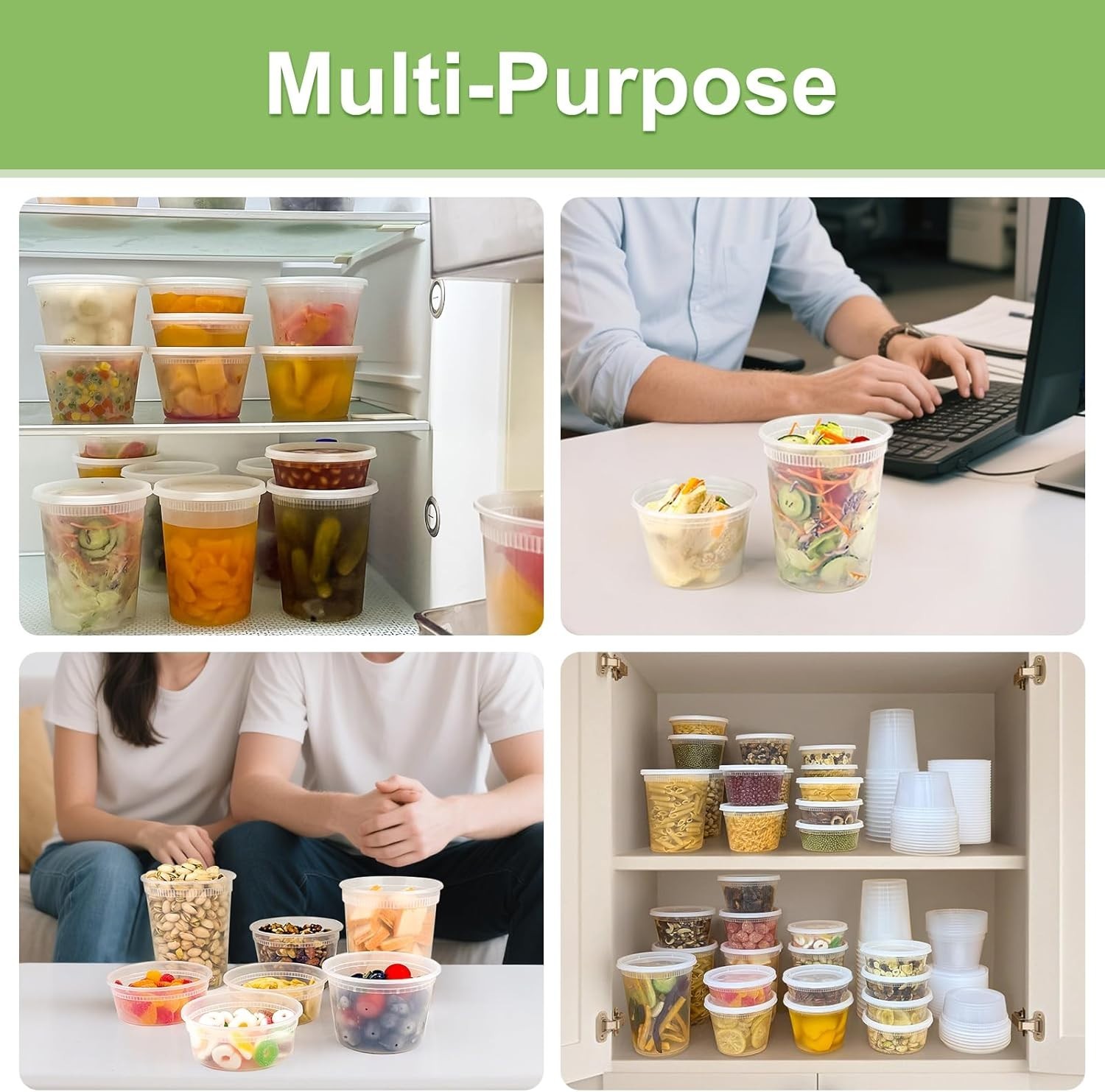 60 Sets 120-Piece Deli Containers with Lids, 32/16/8 oz X 20 Set Each, Leak-P…