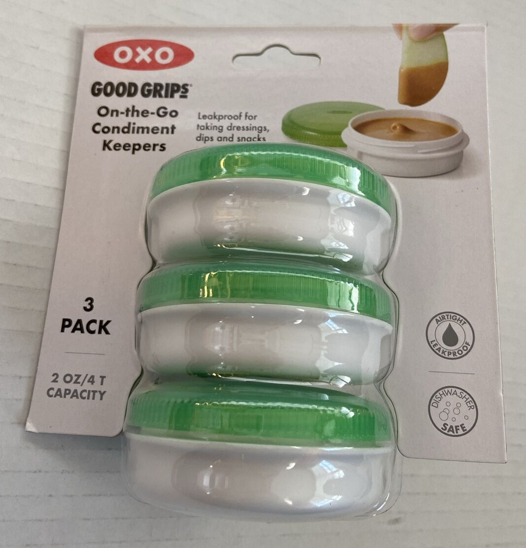 OXO Good Grips On-the-Go Condiment Keepers 3 Pack 2 oz / 4 T each *NEW*