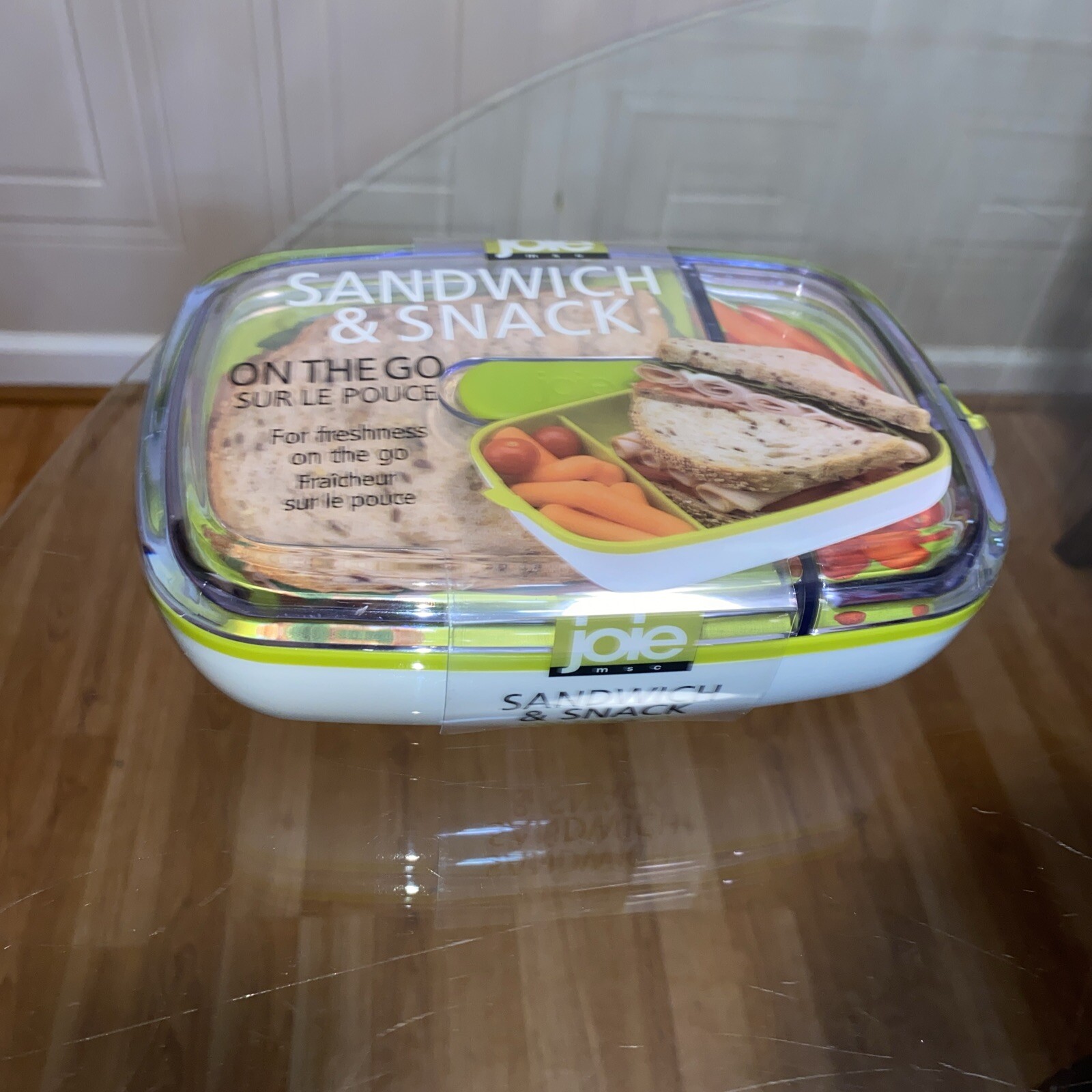 Joie MSC Sandwich And Snack On The Go Container Clear White Lime Green