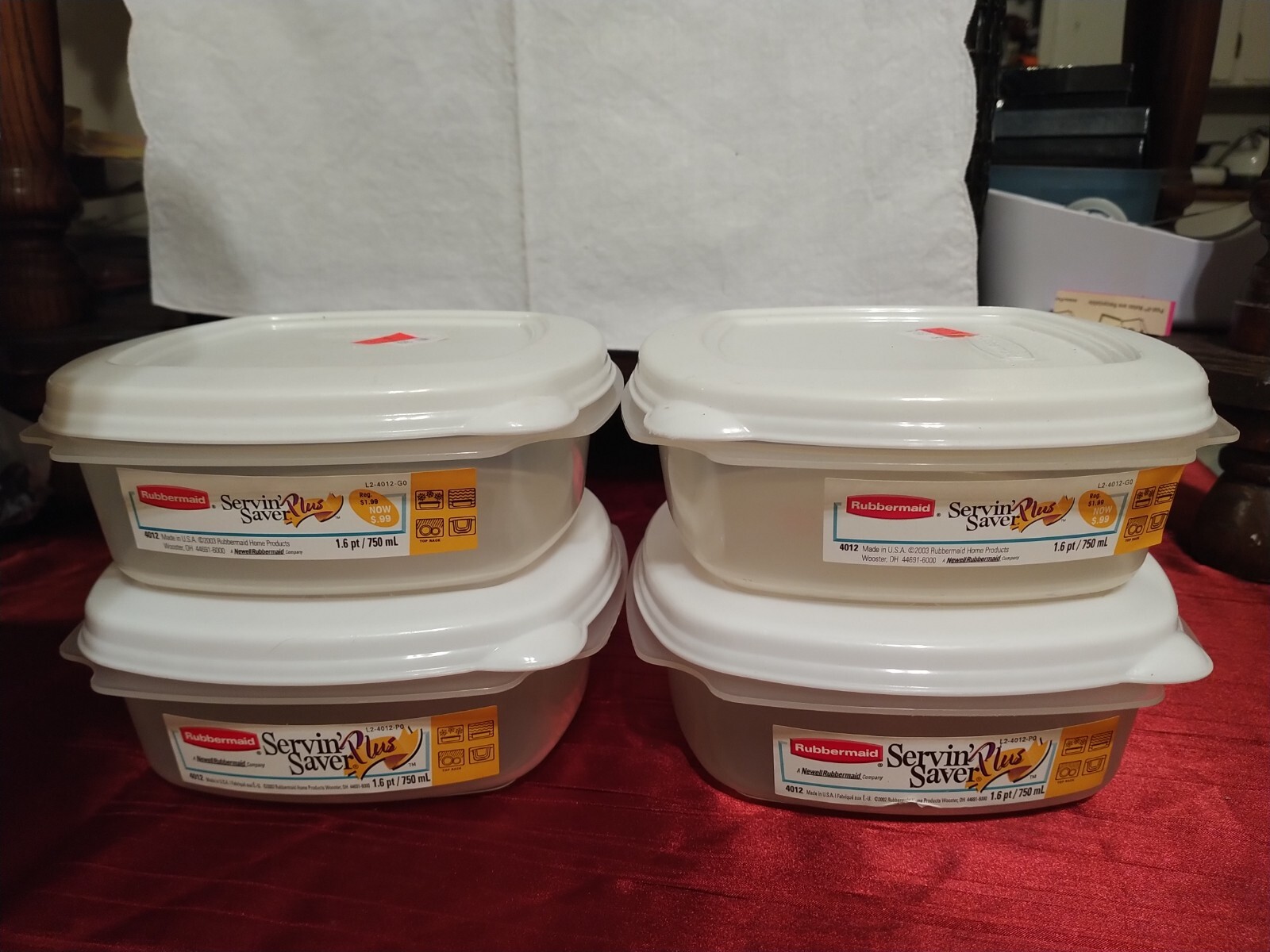 NOS Rubbermaid Servin Saver Plus Lot of 4 – 401E 3.2 Cups 4012