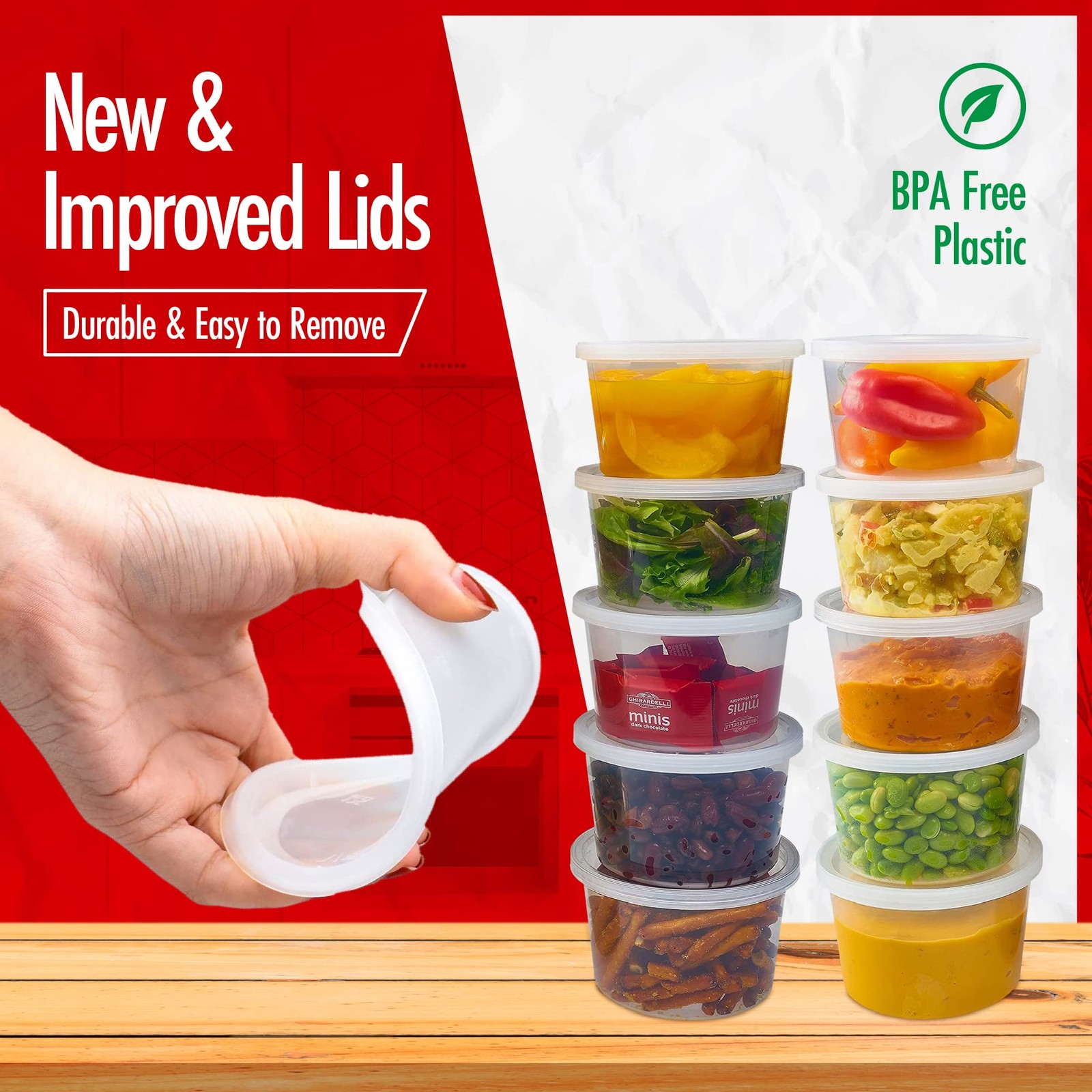 16oz-Deli Containers with Lids Leakproof – 50 Pack BPA-Free Plastic Microwave…