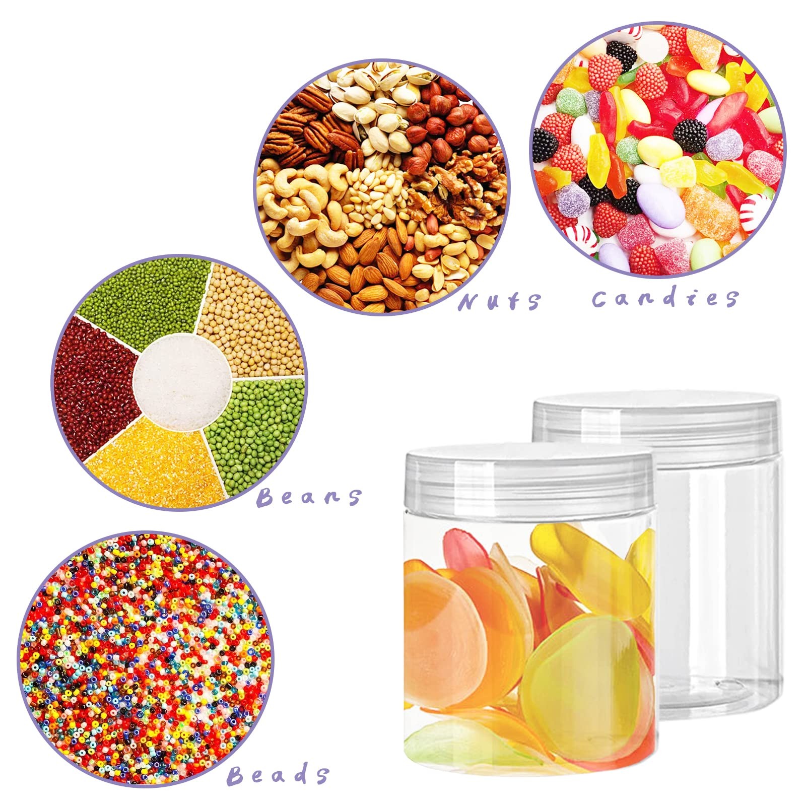 20 Pack 4oz Clear Plastic Jars with Lids,115ml Wide-Mouth Refillable Storage …