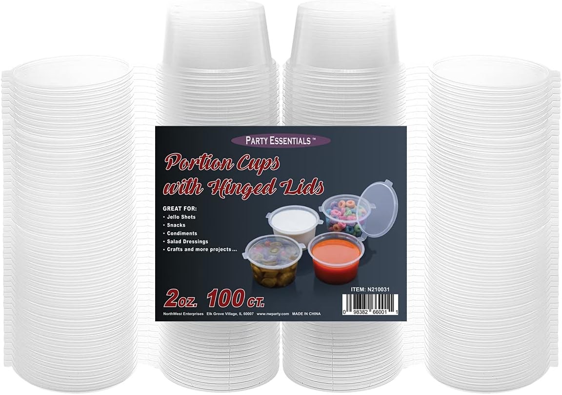 Leak Proof Plastic Condiment Souffle Containers W/ Attached Airtight Portion Cup