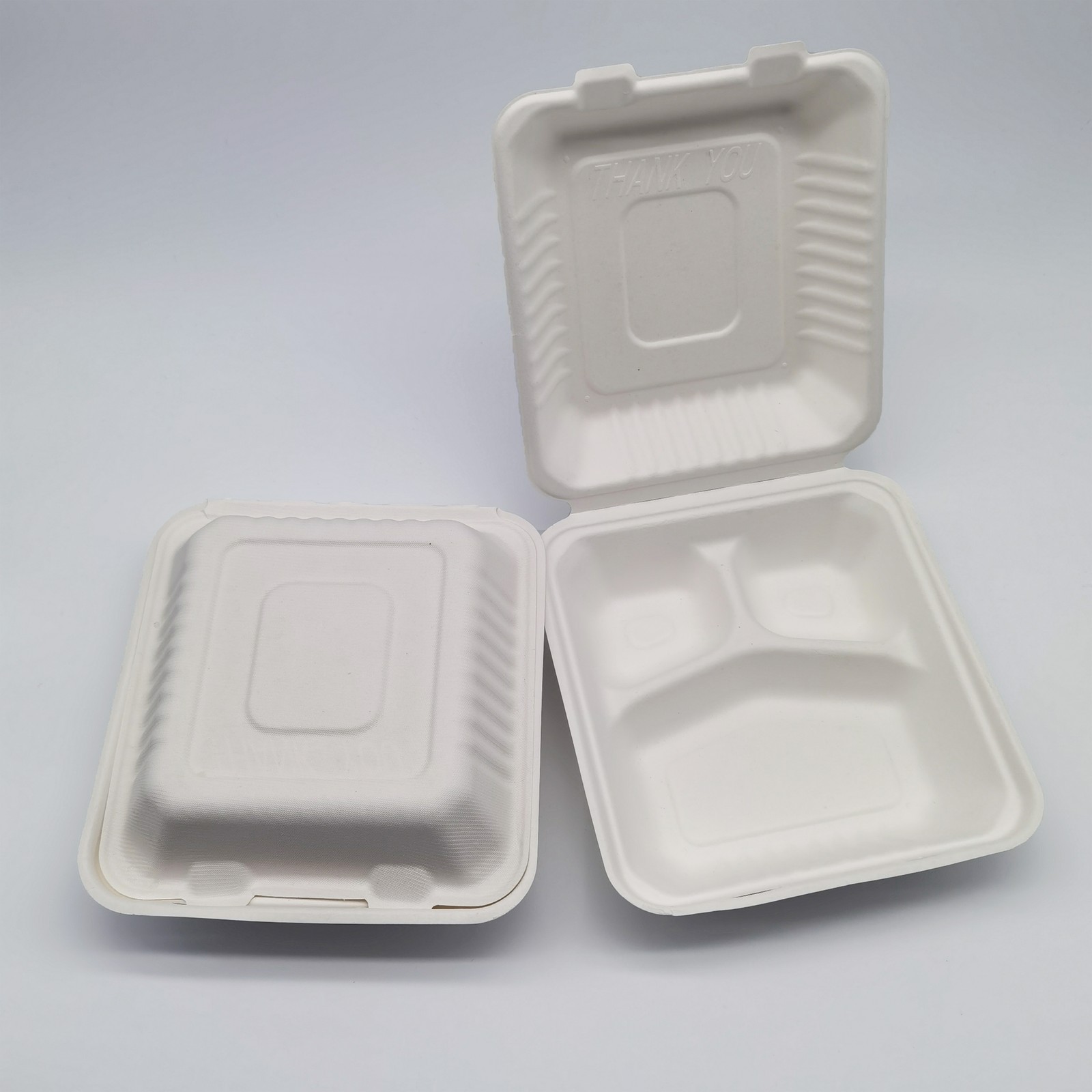 3-Compartment Hinged White Take Out Containers – 9″ – 200 Count