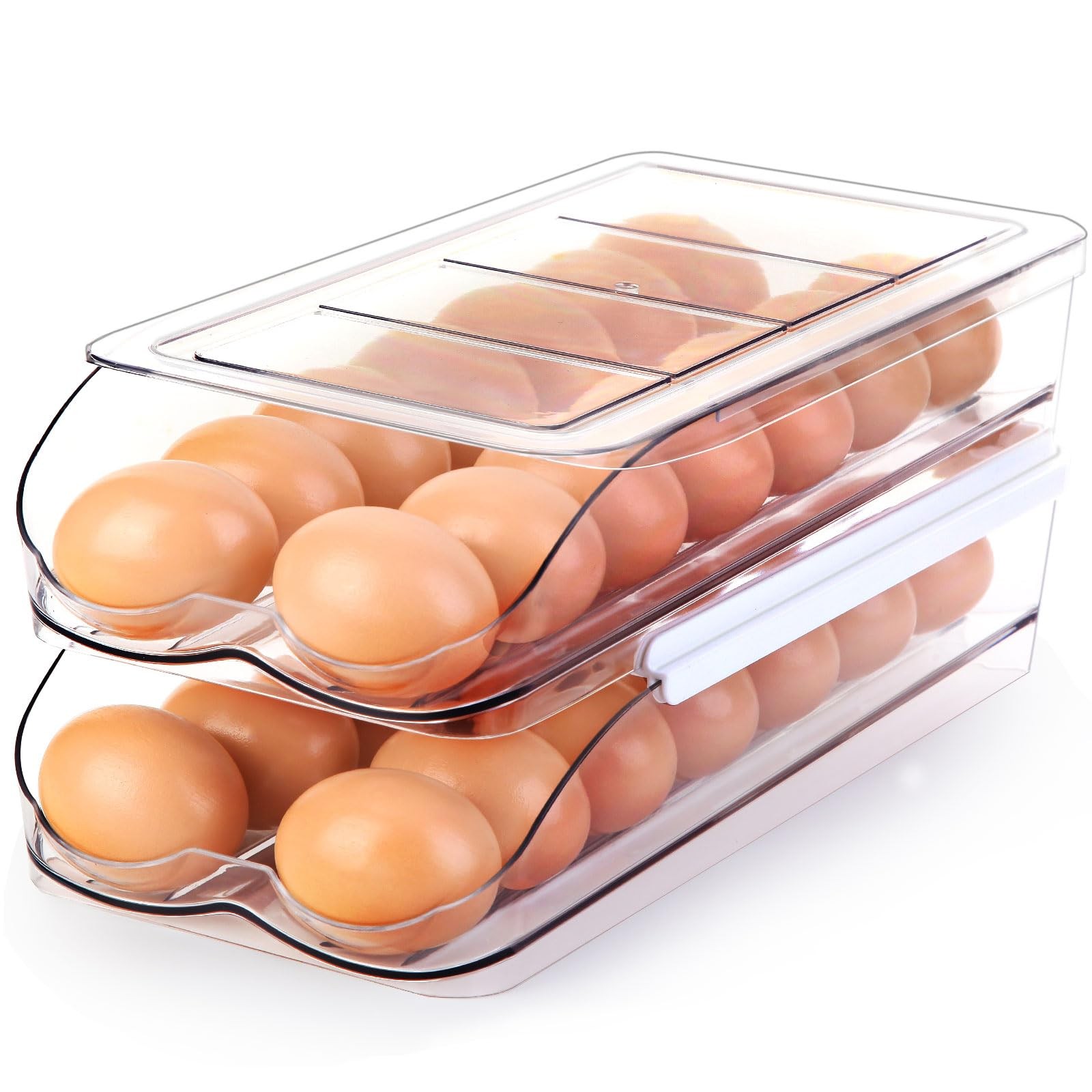 Egg Holder for Fridge, Automatic Rolling Egg Container for Refrigerator, Stac…