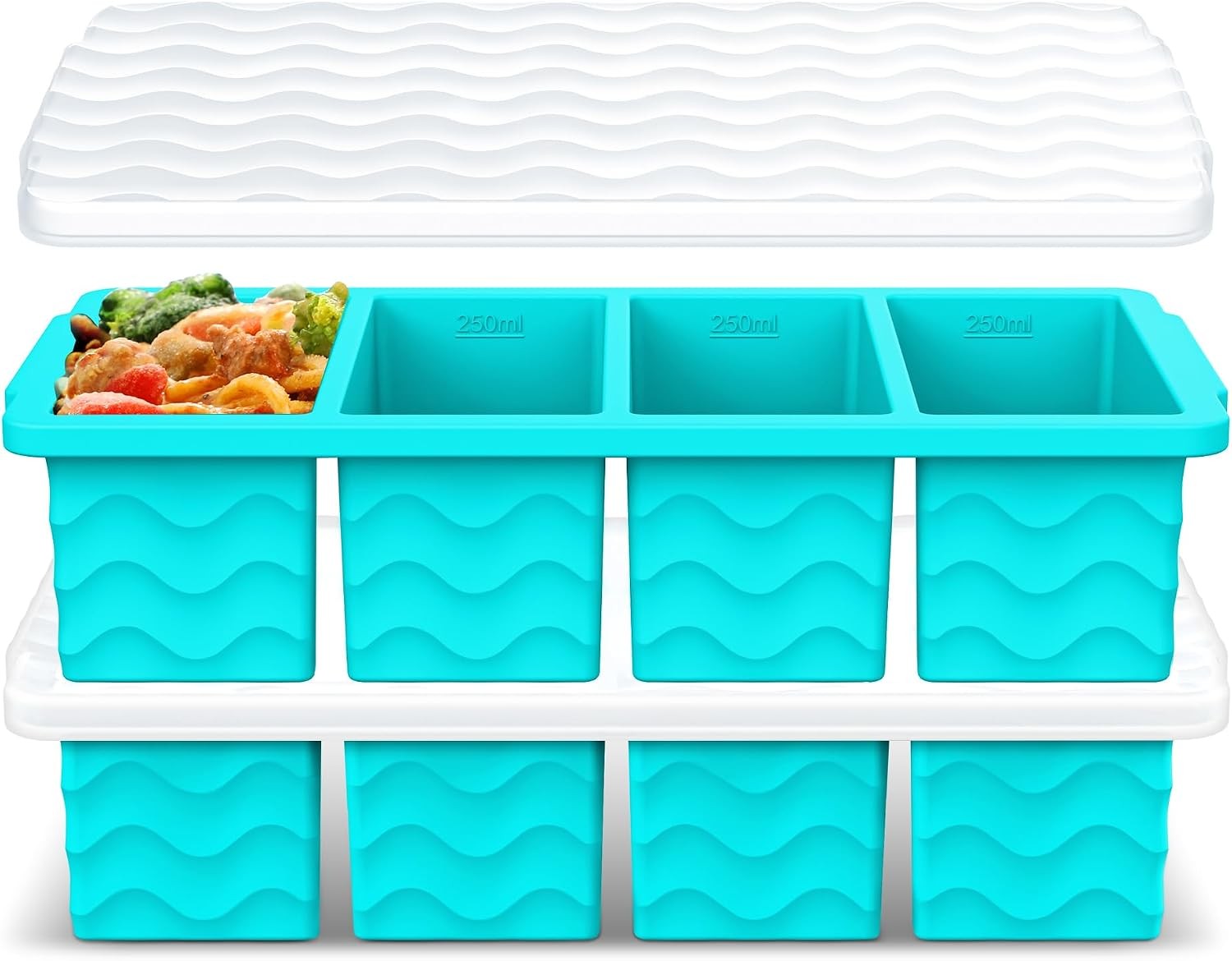 Silicone Freezer Molds for Soup with Lid – 1-Cup Soup Container Style Ice Cube
