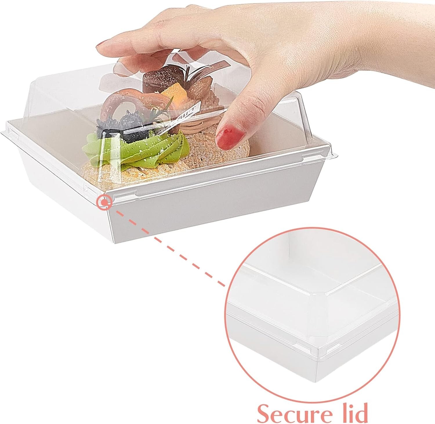 Versatile 100-Pack Square Cake Boxes with Clear Lids – Perfect for Take-Out