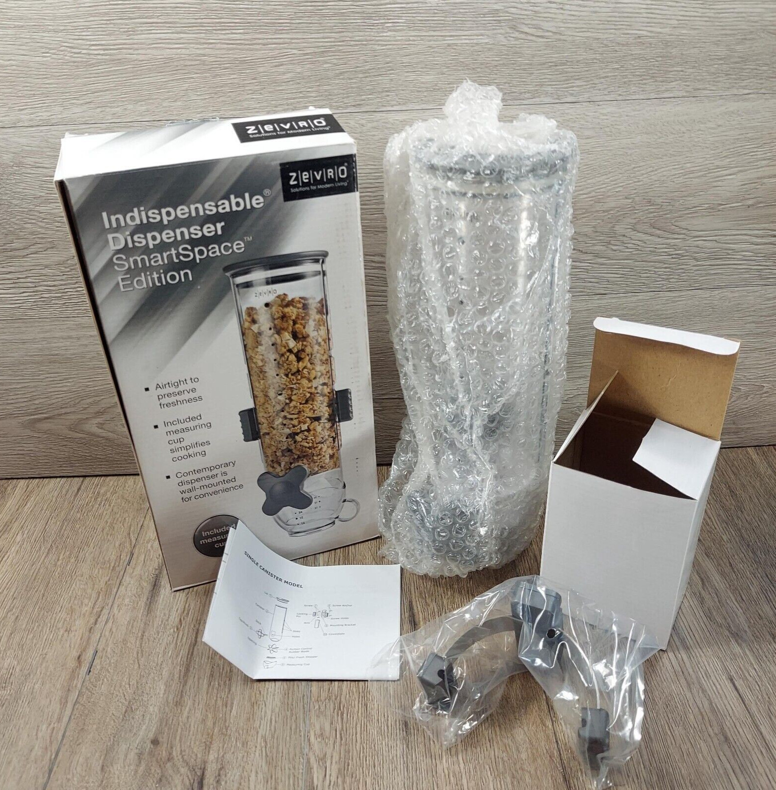 Zevro SmartSpace Wall Mount Single Dry-Food Canister Dispenser Kitchen Container
