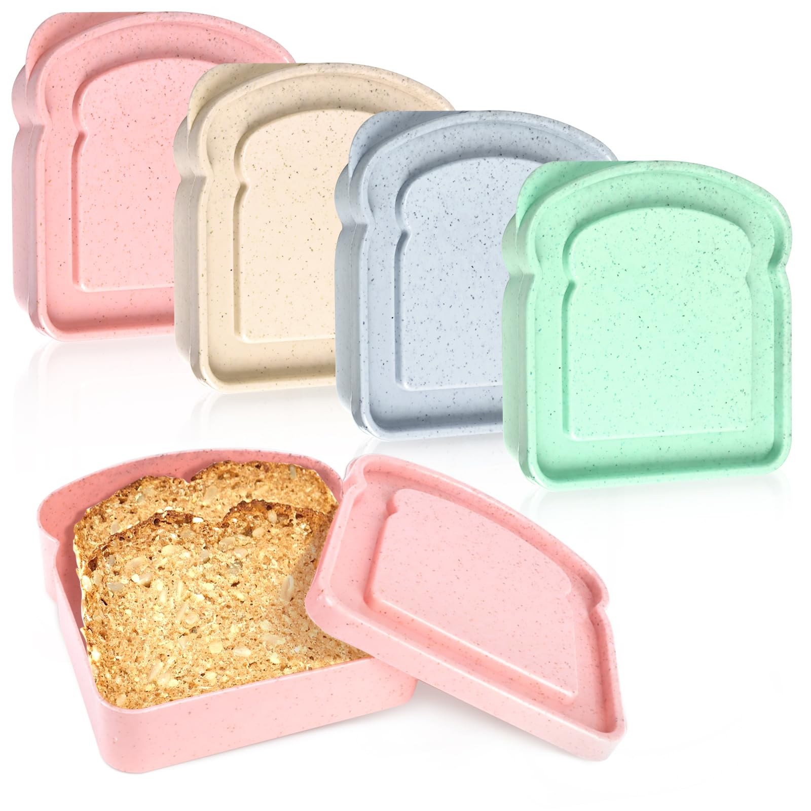 4 Pcs Toast Shape Sandwich Box 14oz Sliced Toast Boxย Toast Freshkeeping Con…