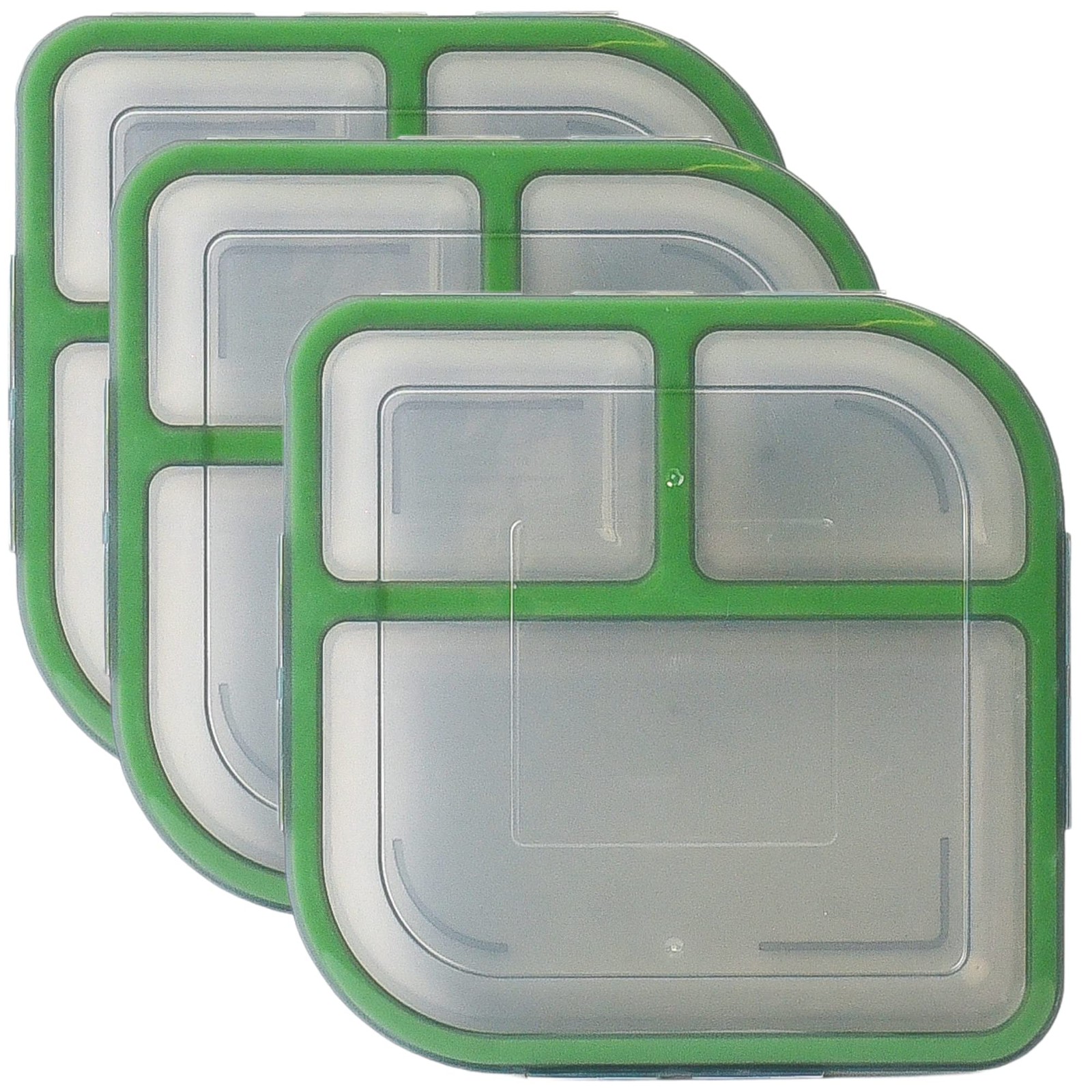 Small To-Go 3-Compartment Food Containers, Pack Of 3, 8″ x 8″ x 2-1/2″, Reusa…